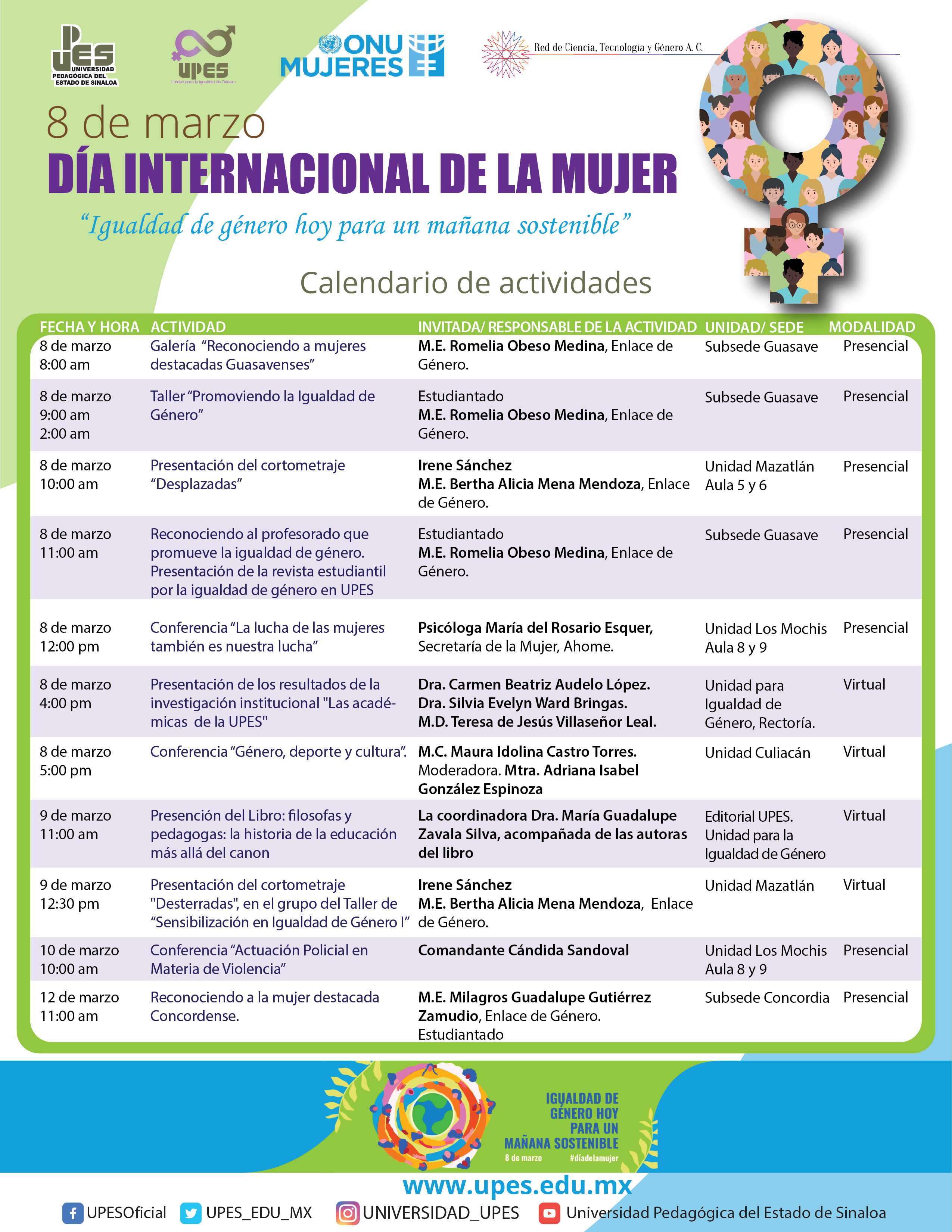 UPES desarrollará un amplio calendario de actividades en el marco del Día Internacional de la Mujer